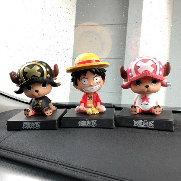 ONE PIECE Boneka Figure Miniatur Pajangan Mobil Stand LUFY CHOPPER Goyang Kepala Shacking Head Toy