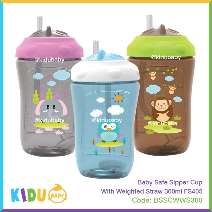 Baby Safe Botol Anak Sipper Cup With Weighted Straw 300ml FS405 Kidu Baby