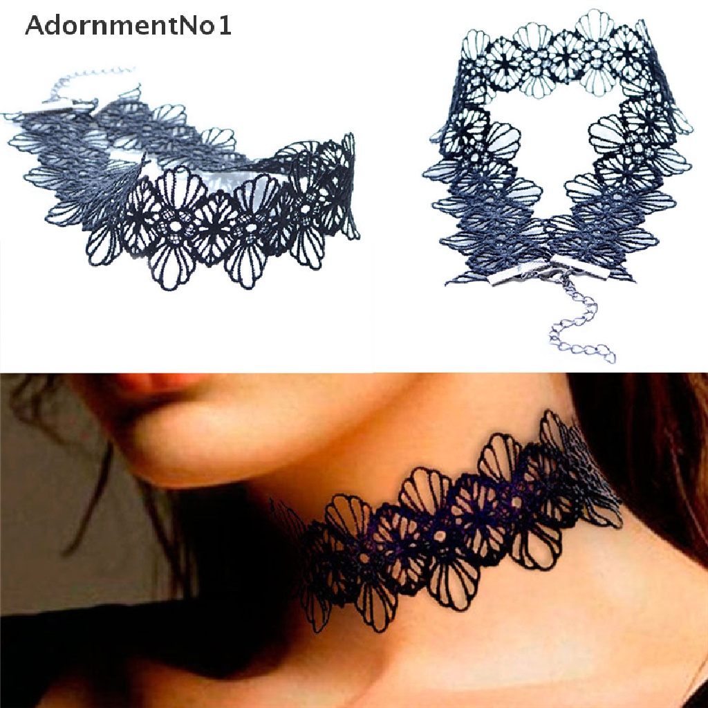 (AdornmentNo1) Kalung Choker Lace Gaya Retro Vintage Gothic Untuk Perhiasan Wanita