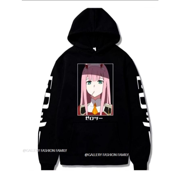 JAKET SWEATER HOODIE ANIME DARLING IN THE FRANXX ZERO TWO /JAKET ANIME DARLING TERBARU /Jaket Hoodie Anime Darling In The Franxx Warna Hitam Putih