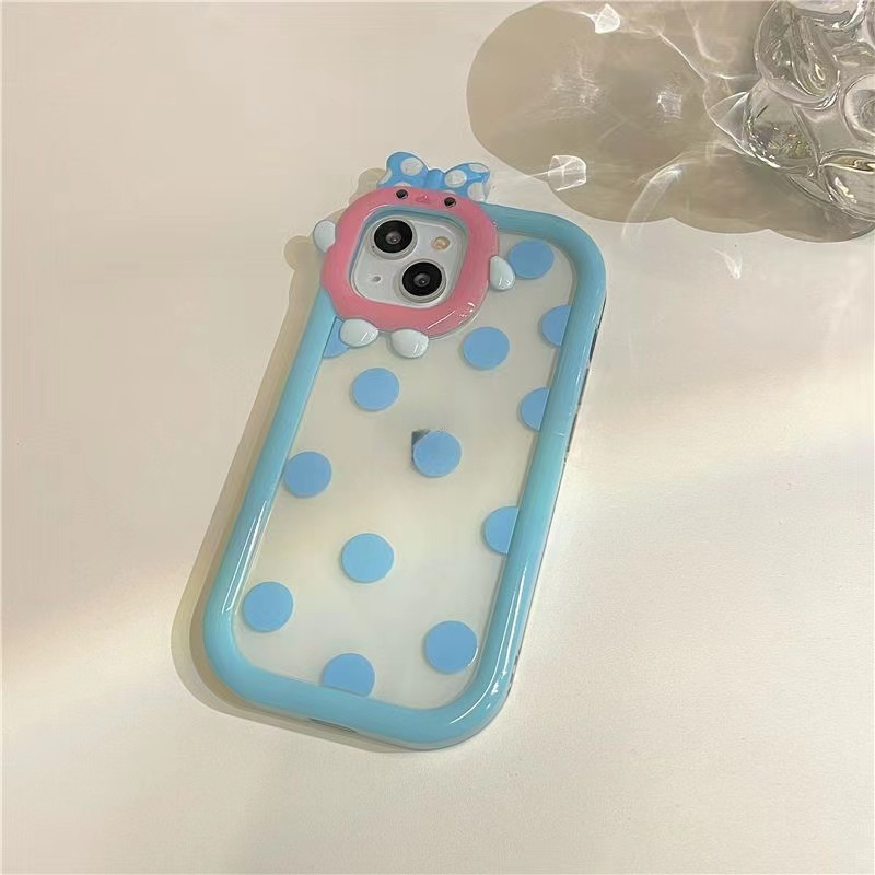 Case TPU Shockproof Motif Polkadot Biru Untuk iPhone 13 13pro 13prm 11 7Plus 8Plus Xr XS 13 12pro Max