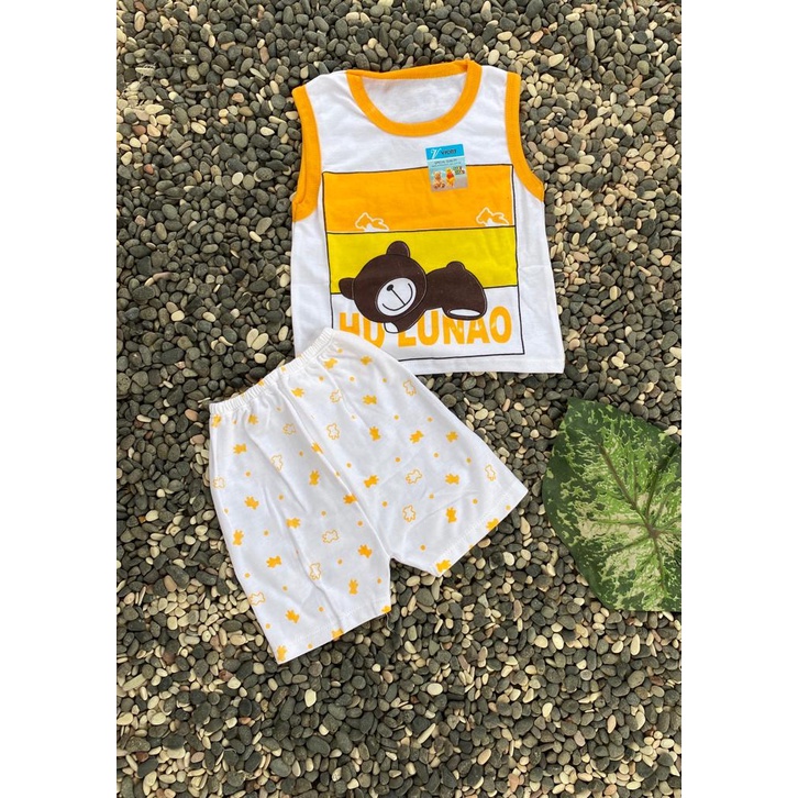 STELAN baju bayi laki laki perempuan murah lucu motif hulanao KUTUNG setelan 3-12 bulan ONE SIZE (SL018 RIB RANDOM)