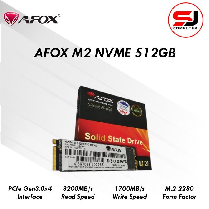 AFOX SSD NVME 512 GB PCIe Gen 3.0 x4