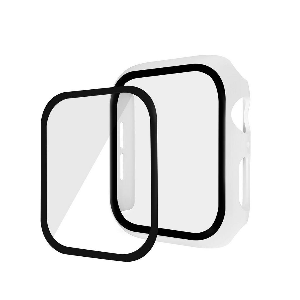 Frame Bumper Case Pc Pelindung Apple Watch 6 / 5 / 4 40mm / 44mm Dengan Kaca Film Untuk Iwatch Series 1 / 3 / 2 38mm / 42mm