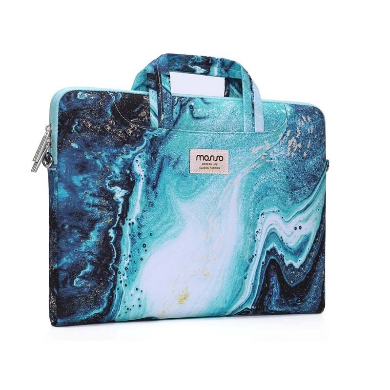 Tas Laptop Selempang Mosiso Shoulder Strap Blue Watercolor 13 14 15 16 inch