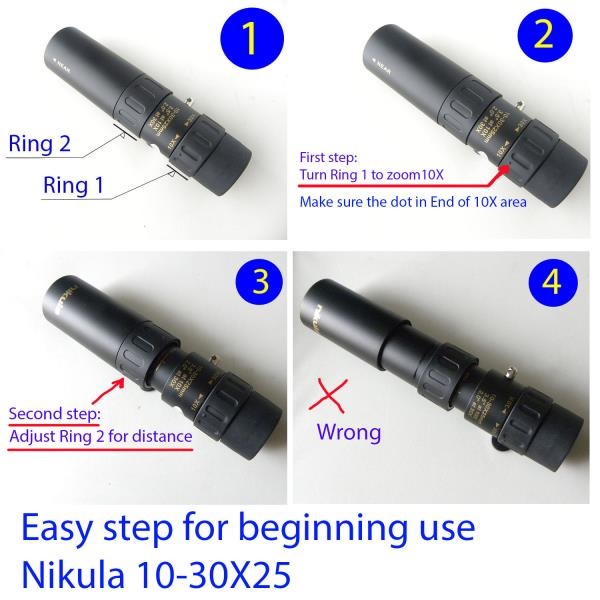 NIKULA 10-30x25 FULLSET - Portable Telescope with Tripod Phone Holder