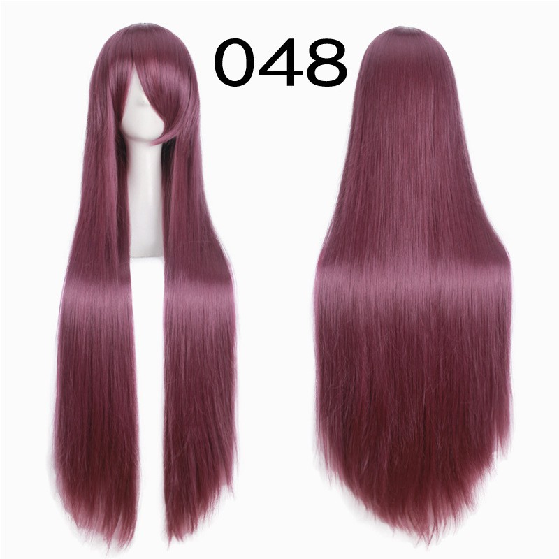 099 DARK wig base 100 cm lurus wanita cosplay rambut palsu daily lolita hitam putih abu ash brown