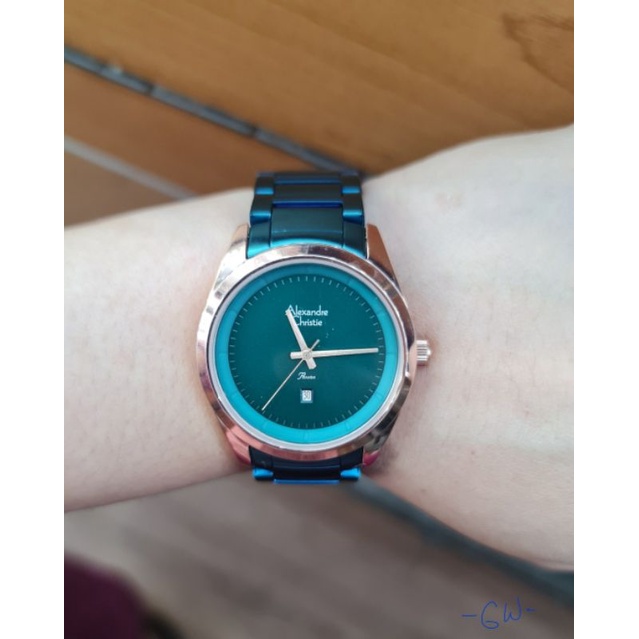 Jam Tangan Alexandre Christie Green Rosegold 2952 Wanita