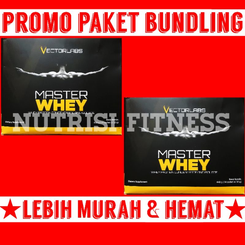 PAKET BUNDLING VECTORLABS MASTER WHEY SACHET 2 BOX 28 SACHET LEBIH MURAH &amp; HEMAT