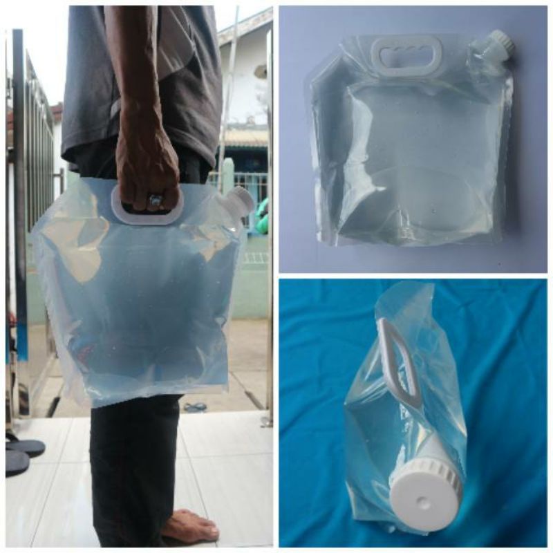 JERIGEN LIPAT 5L  / DRIGEN AIR MINUM / TAS KANTONG PLASTIK AIR LIPAT 5 LITER 10 LITER / Water Bag Portable Jerigan Lipat Camping Outdoor 5 Liter