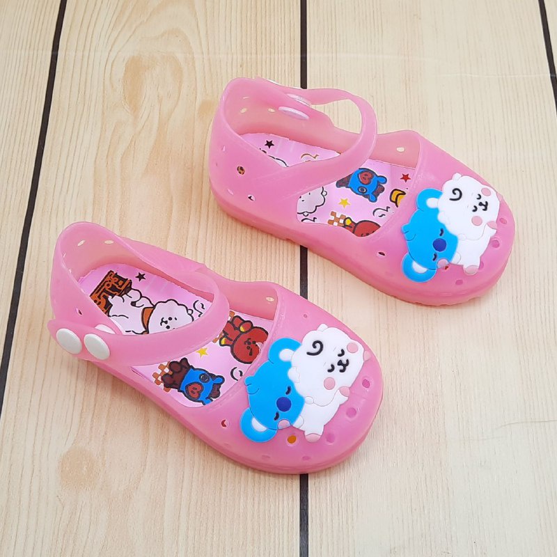 Sepatu Anak Perempuan Jelly LED Usia 6 Sampai 18 Bulan - Sepatu Anak Cewek Jelly Lampu Motif PINK Sepatu Jelly Lentur Elastis Anti Licin Model Tali