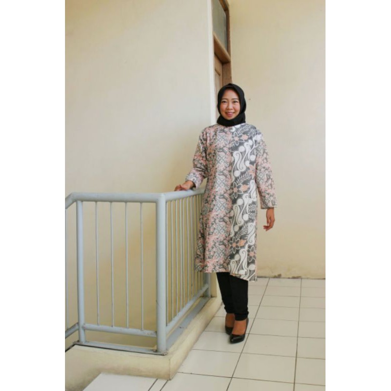 Tunik Batik Lilac / dress / atasan muslim wanita / pakaian hijab / tunik batik pink / pink