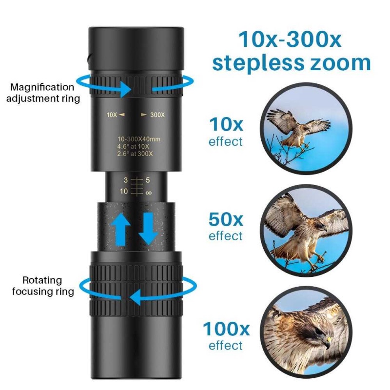 Teropong Jarak Jauh Tele Monocular Zoom Telescope Long Range 10-300x40
