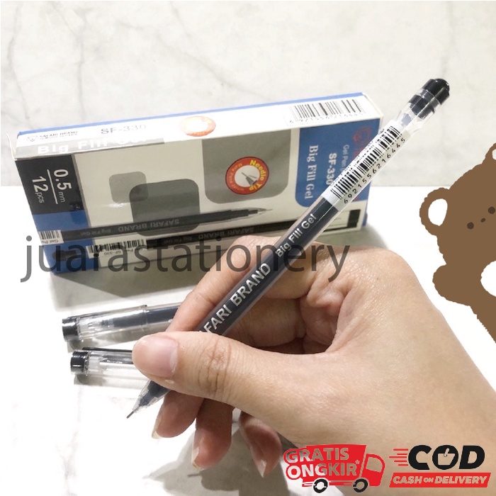 

Bolpen Gel Hitam 0.5mm Safari Brand SF-330 (1164) / Bolpoin / Pulpen / Alat Tulis