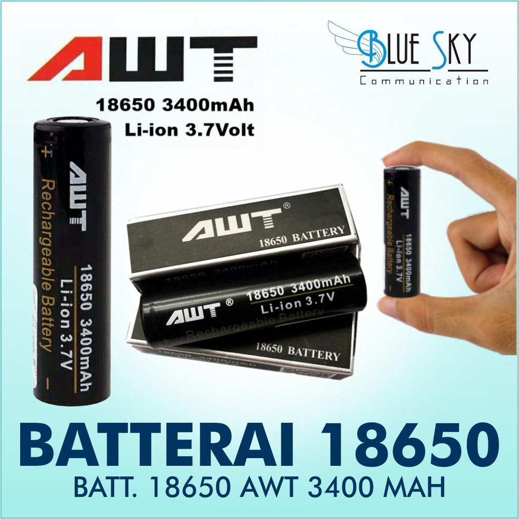 BATERAI BATTERY 18650 AWT 3400 MAH