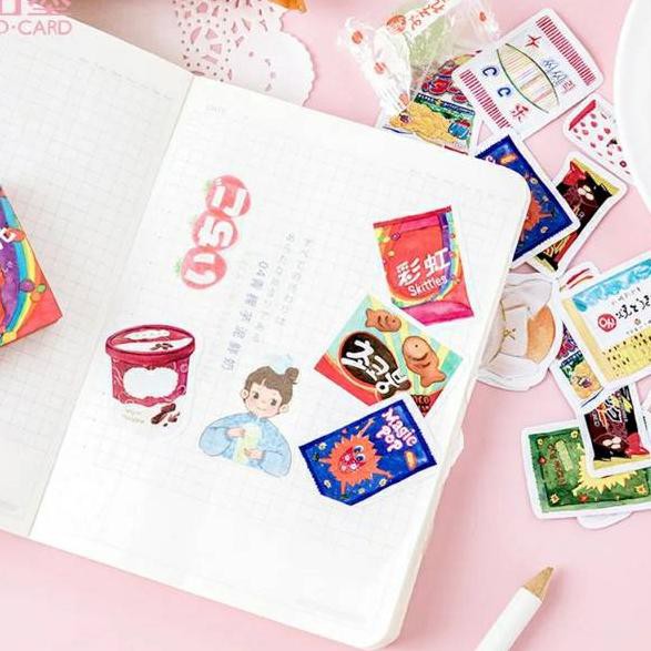 

HT0 Sticker Deco Japanese Korea Snack Makanan Aesthetic Planner Diary Scrapbook DIY Bujo Journal Ter