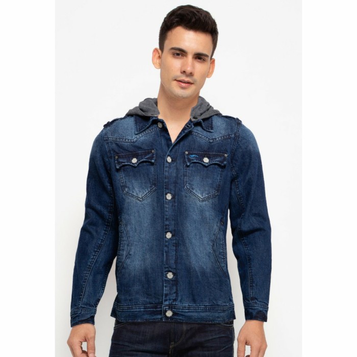 CARDINAL - JACKET JEANS PRIA ORIGINAL - Denim Jacket With Hoodie