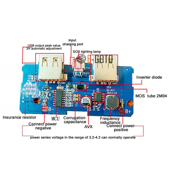 Modul Powerbank Cas 2 Slot Multi Charger Step Up Protection 5v 2A