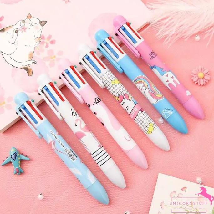 

Bolpoin Unicorn 6 Warna Tinta Pena Mekanik Pulpen Sekolah Cewek Anak