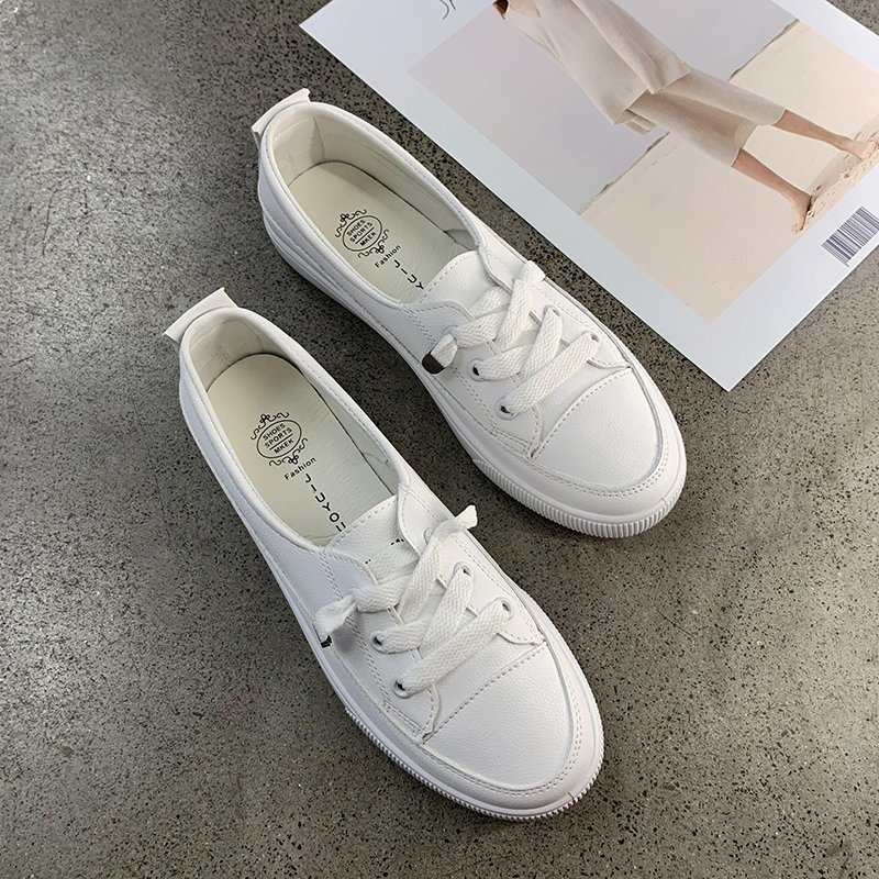 COD SD 3103 Sepatu Sneakers Kanvas Wanita Import casual Sport Putih Tali-7