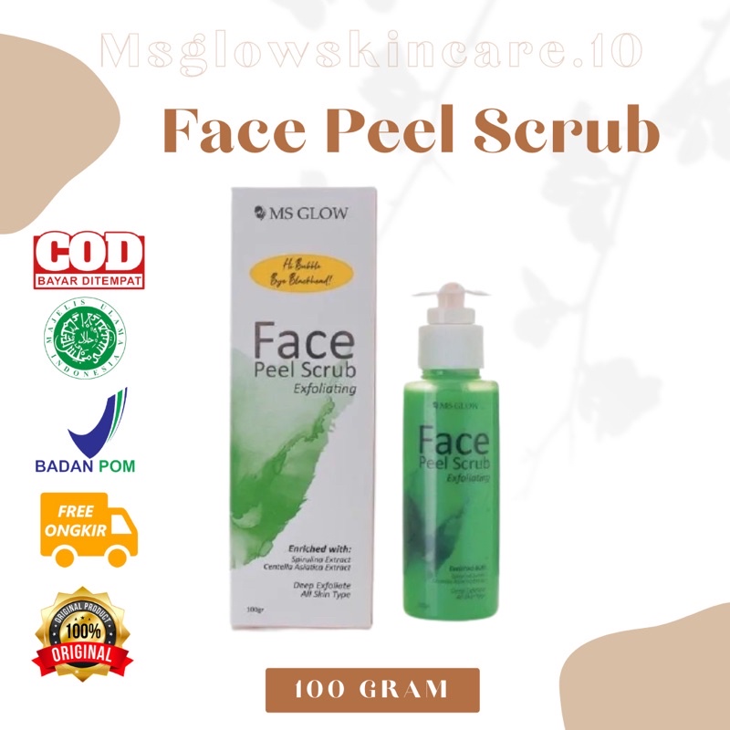 FACE PEEL SCRUB MS GLOW PRODUK EKSFOLIASI