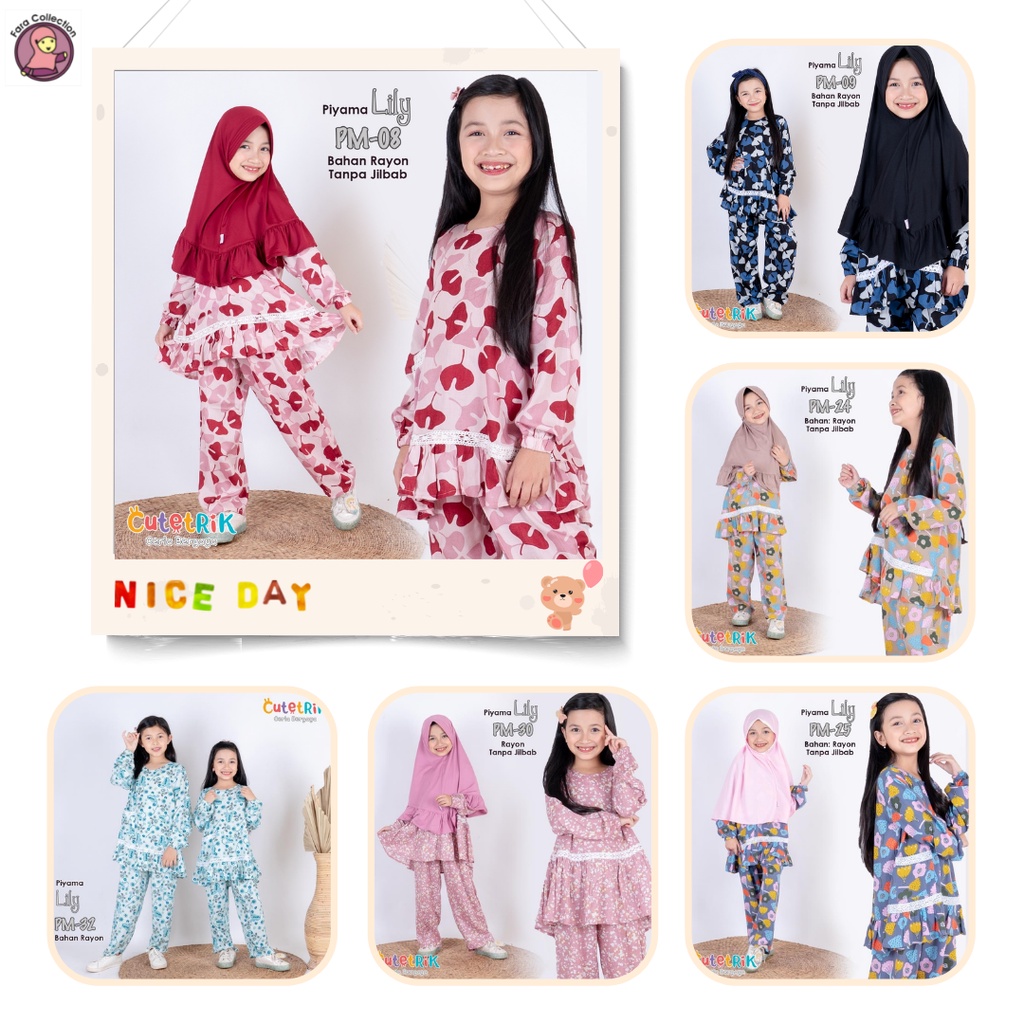 Koleksi Terbaru Cutetrik Piyama Anak Perempuan usia 3 4 Tahun Baju Tidur Lengan Panjang LILY