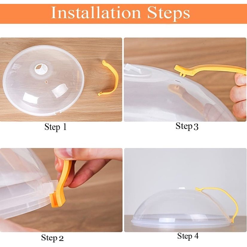 [1 Pc Pack Multifunctional Microwave Oven Food Cover] [Transparent Plastic Anti-Sputtering Reusable Cover With Handle] [Household Heat Resistant Food Lid Adjustable Steam Vents Holes]