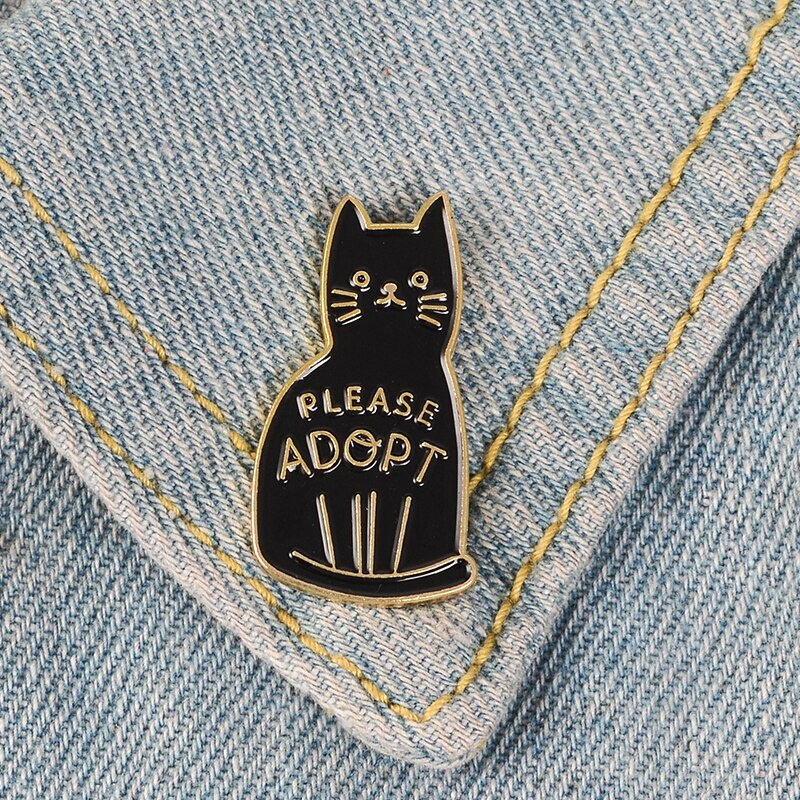 Bros Pin Enamel Desain Kartun Kucing Hitam Untuk Hadiah Anak