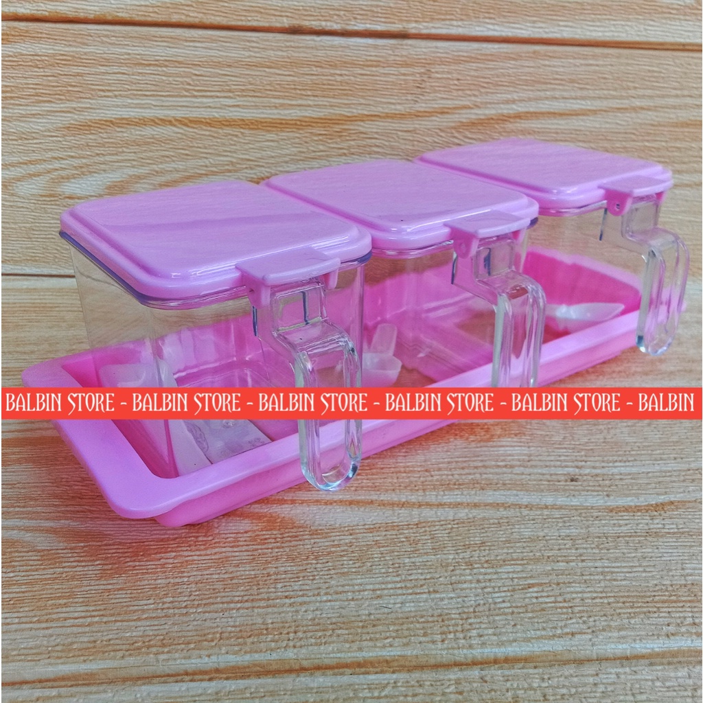 BALBIN STORE | PROMO SATU SET ISI 3 PCS TEMPAT BUMBU - SPICES CONTAINER TEMPAT BUMBU - TEMPAT BUMBU WARNA