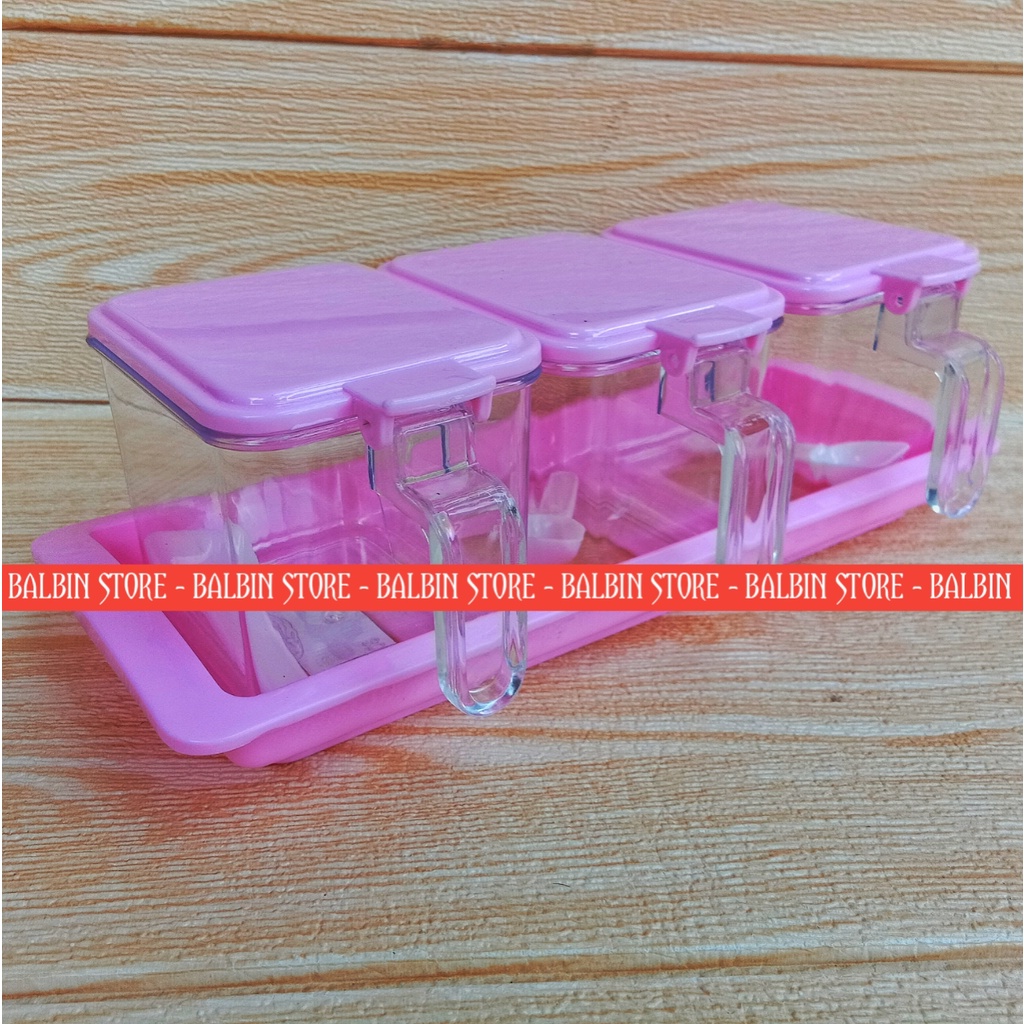 BALBIN STORE | PROMO SATU SET ISI 3 PCS TEMPAT BUMBU - SPICES CONTAINER TEMPAT BUMBU - TEMPAT BUMBU WARNA