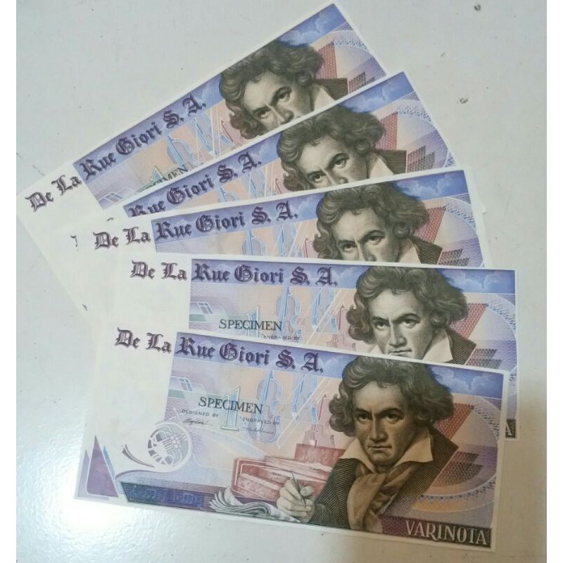 

De La Rue GIORI, Test / Advertising note / Specimen Varinota, Type 1 - Beethoven