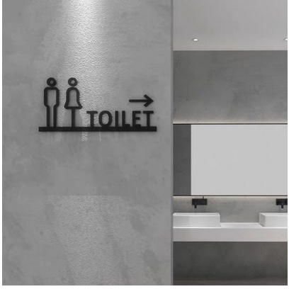 

Sign Toilet Acrylic Stiker Label Penunjuk WC Restroom Modern