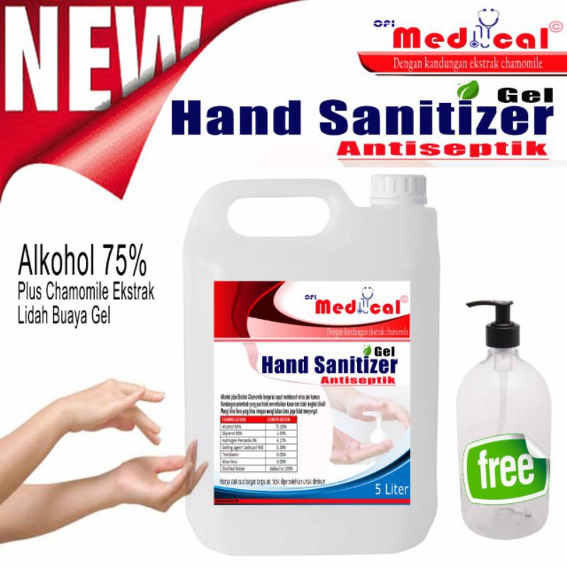 Hand sanitizer 5 Liter Gel untuk kesehatan anti virus dan tidak lengket di tangan