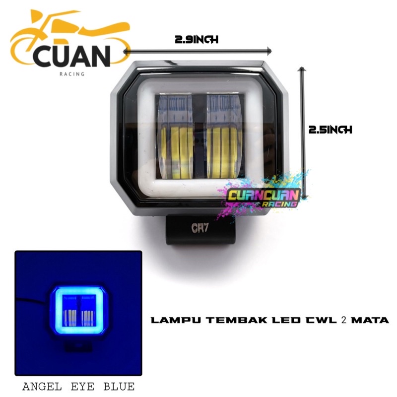 Lampu Tembak Sorot LED MT Star  CWL 2 Mata Lensa 4D CREE Angel Eye Kotak Square