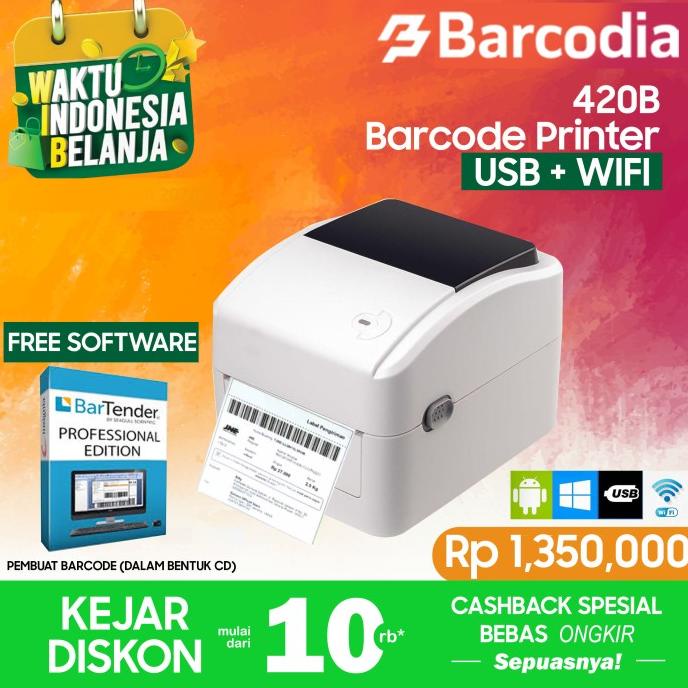 PRINTER THERMAL LABEL BARCODE RESI TANPA TINTA USB/BLUETOOTH/WIFI