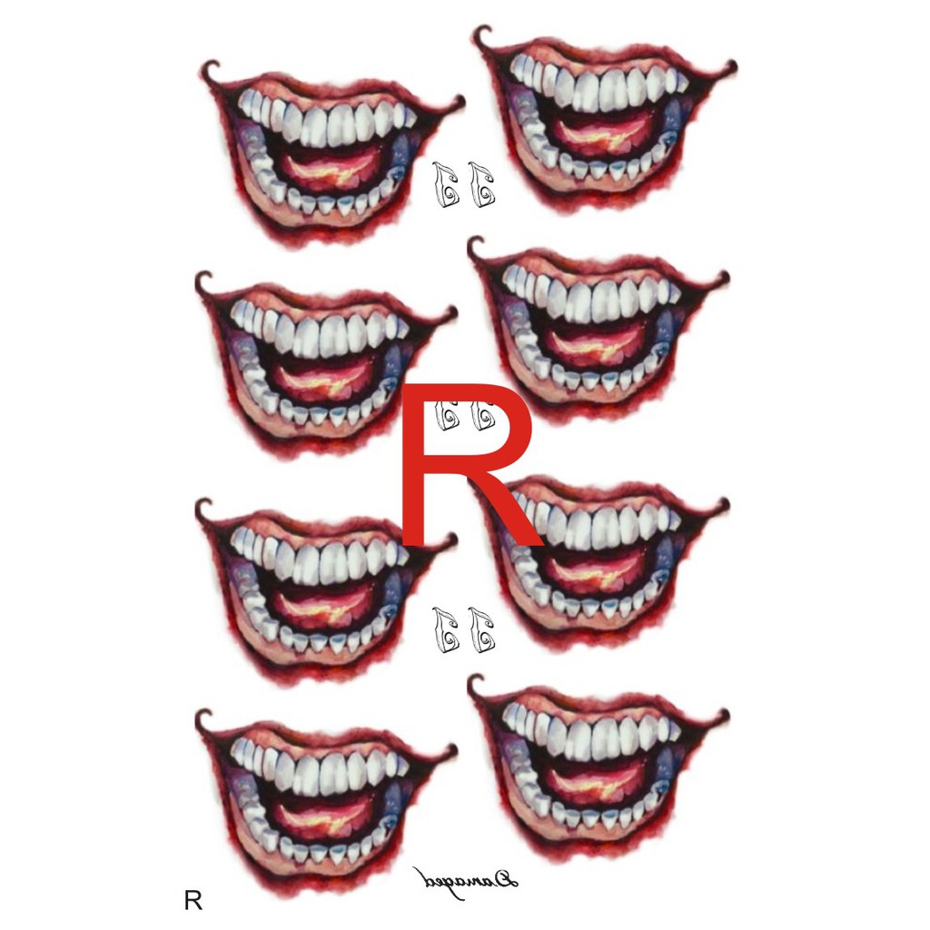 Stiker Tato Bibir Besar Desain Quin Joker Buy 2 Get 1 Free