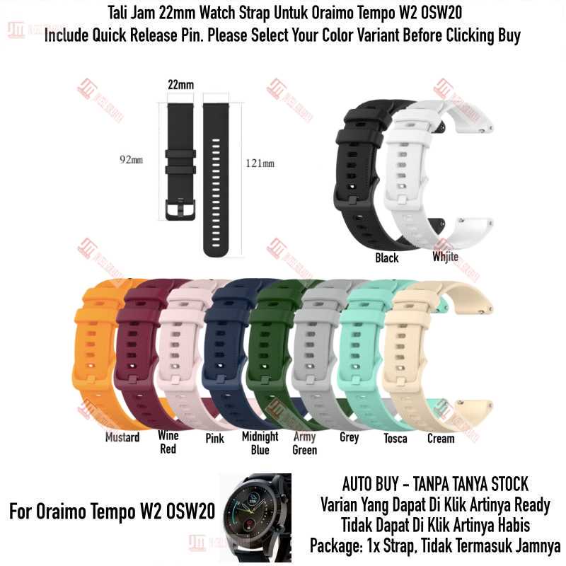 OYE Watch Strap Oraimo Tempo W2 OSW20 OSW 20 - Tali Jam Tangan 22mm Rubber Silikon