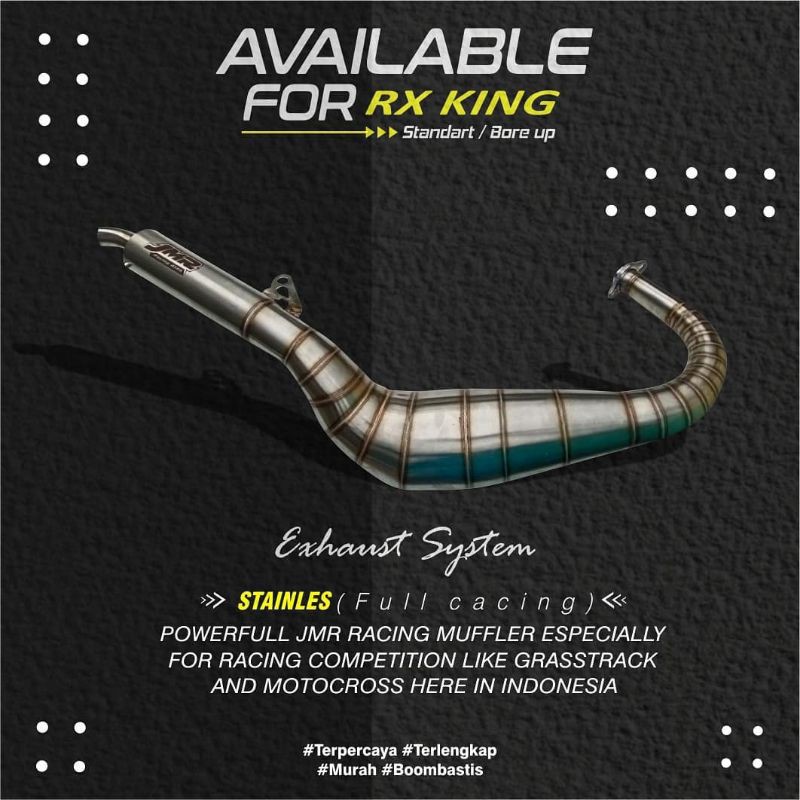 KNALPOT RX KING KOLONG COBRA SUPER PRO FULL STAINLESS ORIGINAL JMR RACING 4135