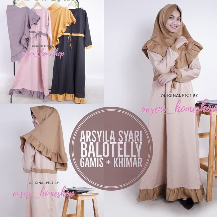Gamis Hitam / Baju hijab syari / Pakaian muslim wanita : Arsyila Syari - Hitam