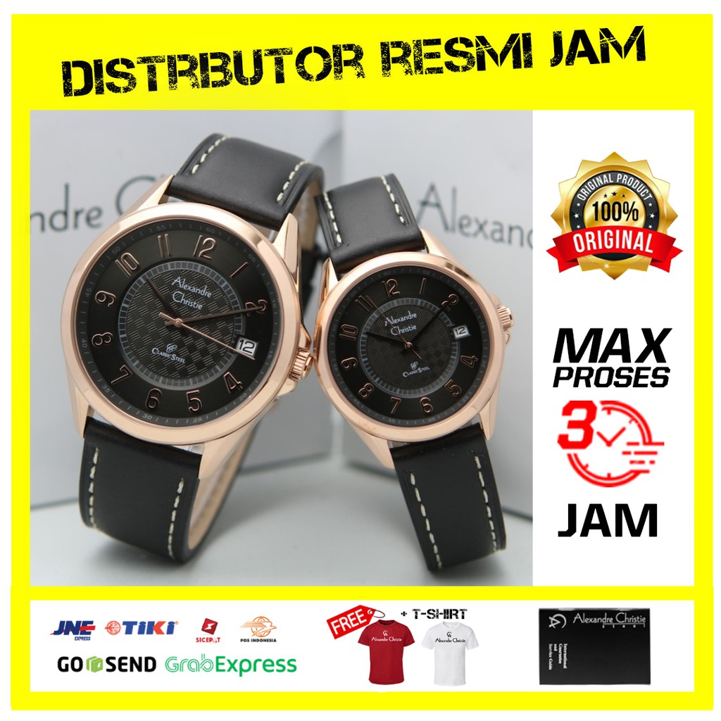 READY  ALEXANDRE CHRISTIE AC 8649 ROSEGOLD BLACK COUPLE. ORIGINAL
