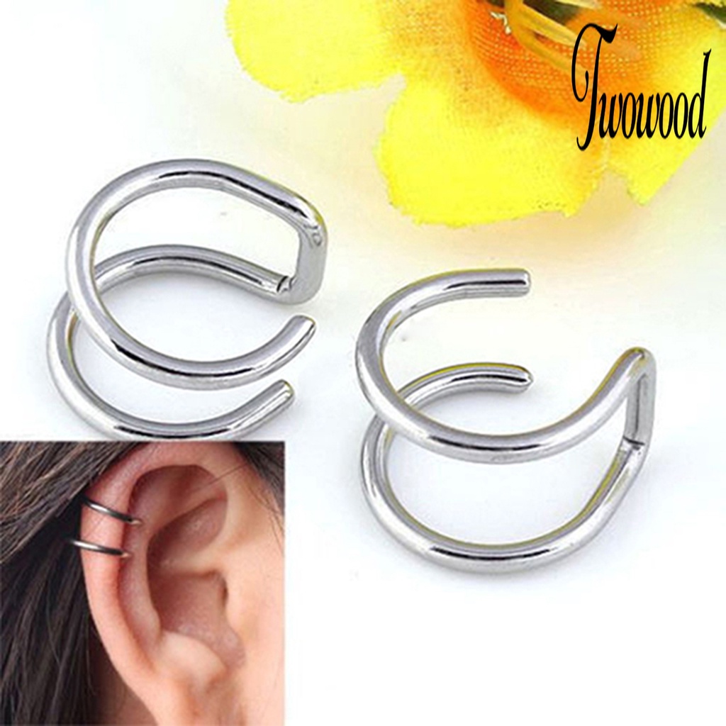 Anting Tulang Rawan Palsu 2 Baris Bahan Stainless Steel