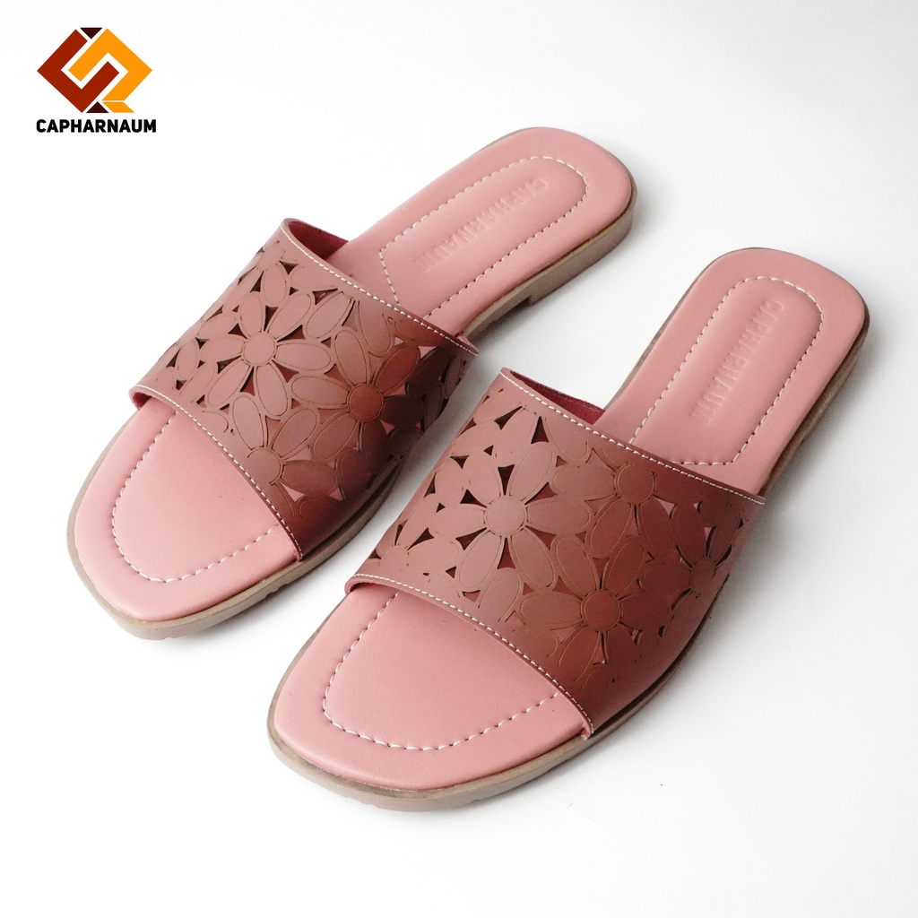 CAPHARNAUM [LSR 401] Sandal Slop Bunga Wanita/ Sandal Flat Selop Bunga Cewek Sol Karet