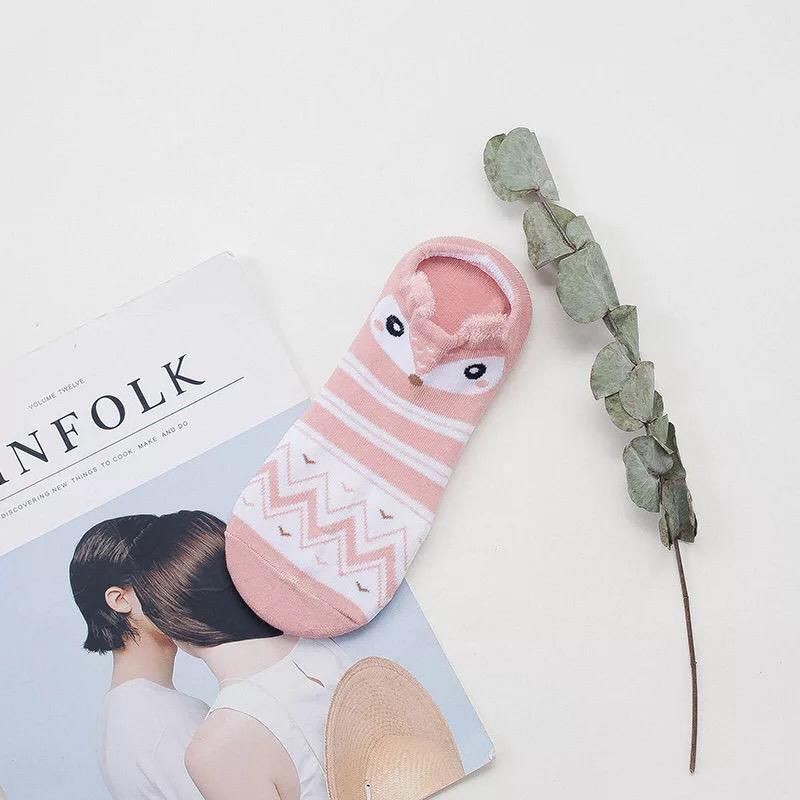 WS107  KAOS KAKI REMAJA SEMATA KAKI MOTIF KARAKTER ANIMAL ALA KOREA-PINK OWL