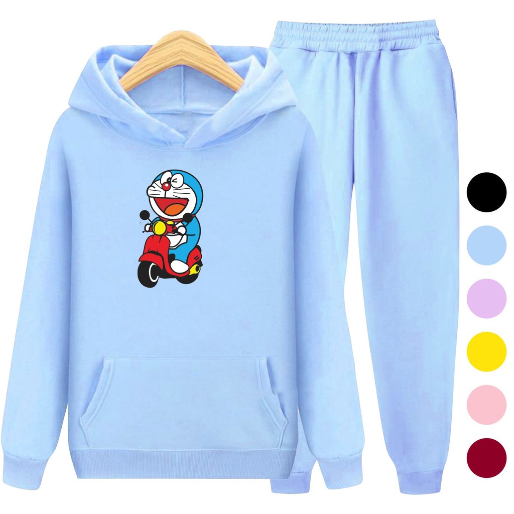 Setelan Anak Sweater Hoodie DORAEMON / Sweater Anak Laki - Laki Perempuan Size S (3-5 thun) M (5-7 thun) XL(9-12 thun) XXL (13 + thun)