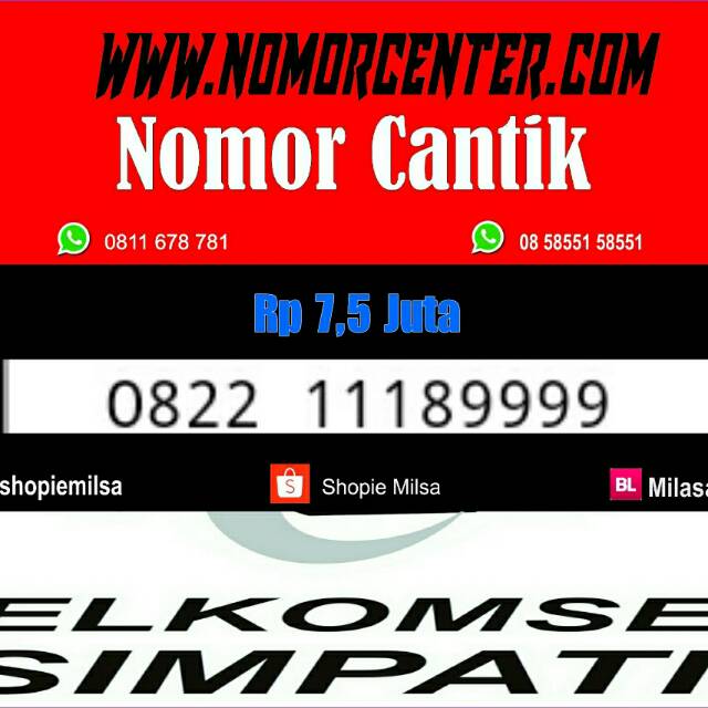 Nomer Cantik Simpati Seri Kuartet 9999 _ 0822 11189999 Rapi Terbaik #NC2 141