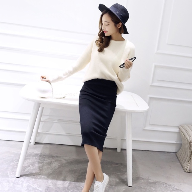 Rok Span pendek Knitted midi belah samping//  Rok midi Rajut // Rok Span Premium//rok rajut belah