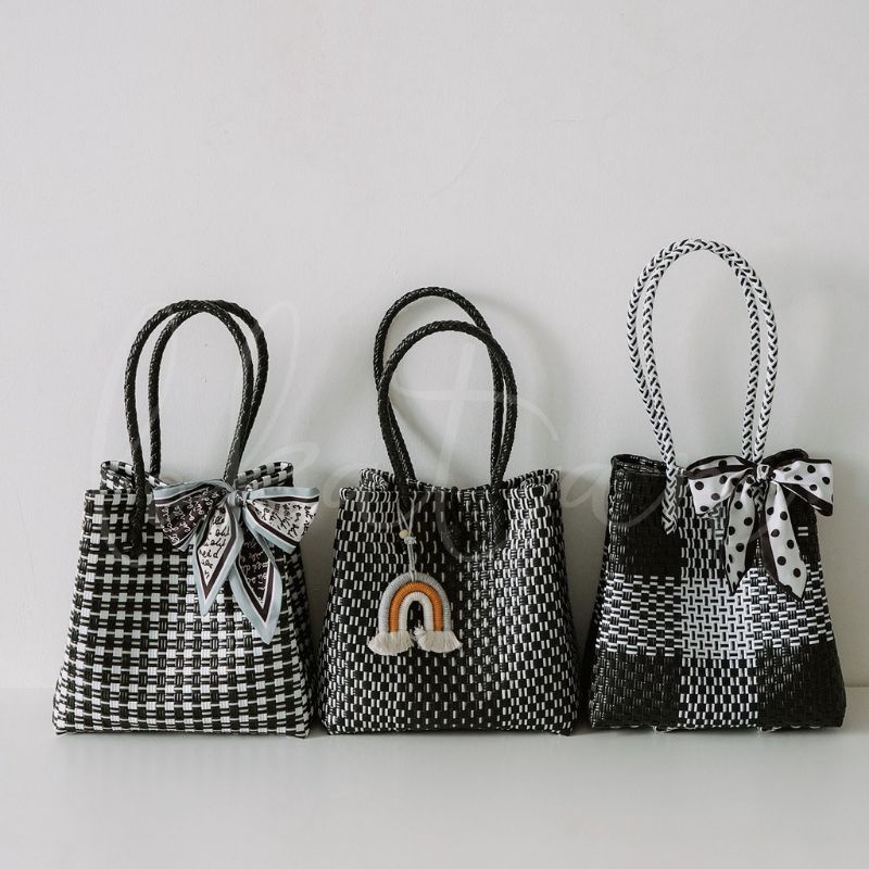 (TANPA ACCESORIES) MONOCHROME SERIES Tas Jali Tas Jaly Tas Anyaman Plastik Premium