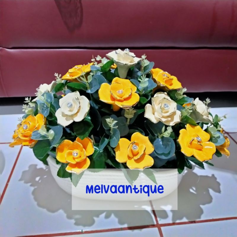 Rangkaian bunga Keramik / Bunga London / Bunga Keramik 21 kuntum bunga