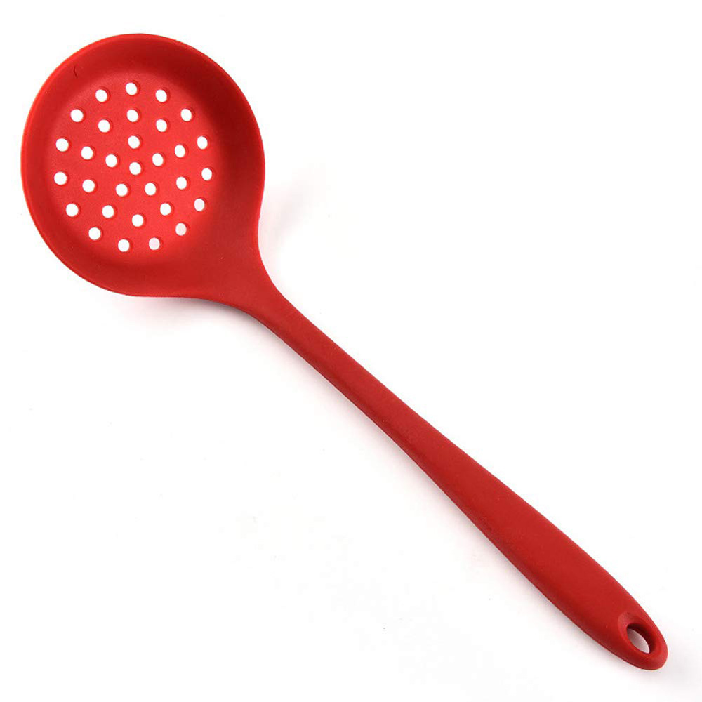 REBUY Multifunction Strainer Heat Resistant Oil Skimmer Filter Spoon Long Handle Kitchen Silicone Non-Stick Home Cooking Tool Colander/Multicolor