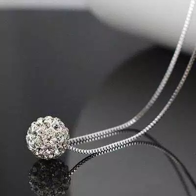 ♥TMALL88♥ Kalung Stainless Crystal H16 Bentuk Bola Diamond / Titanum Crystal h16 Jewelry